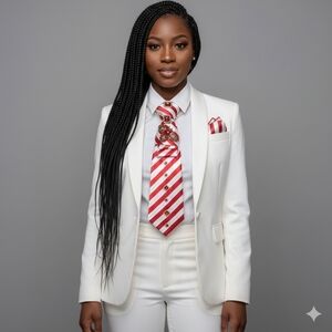 Handcrafted Luxury Fashion Necktie Necklace 📿 (Candy Stripe Girl)